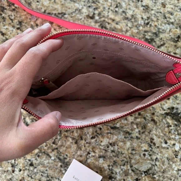 NEW Kate Spade Leather Crossbody Purse Coral πͺΈ Pink with Adjustable Strap - Picture 12 of 14